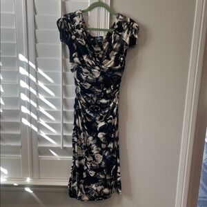 American Living Black and White Floral Midi Dress